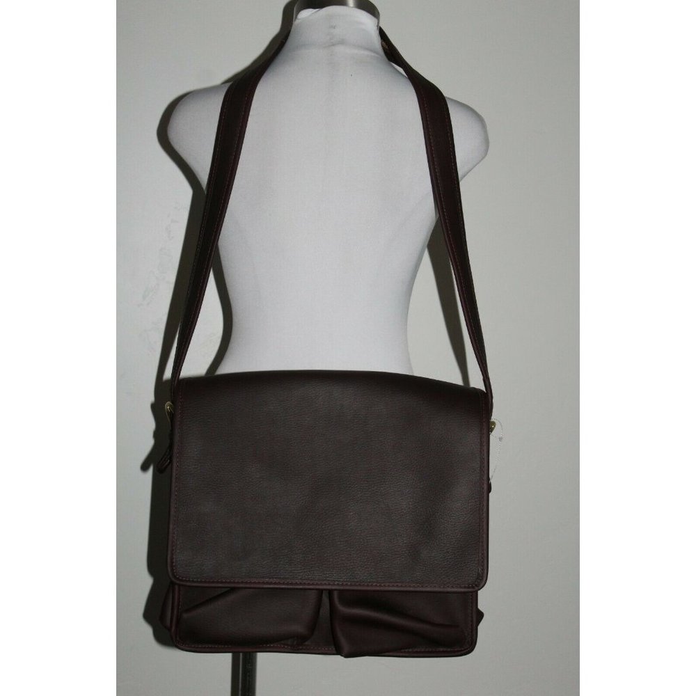 ASTON Orwell‎ Mailman Leather Espresso Brown Messenger Laptop Bag MSRP $385